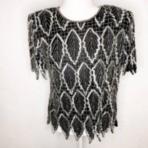 Laurence Kazar Vintage Beaded Sequin Top